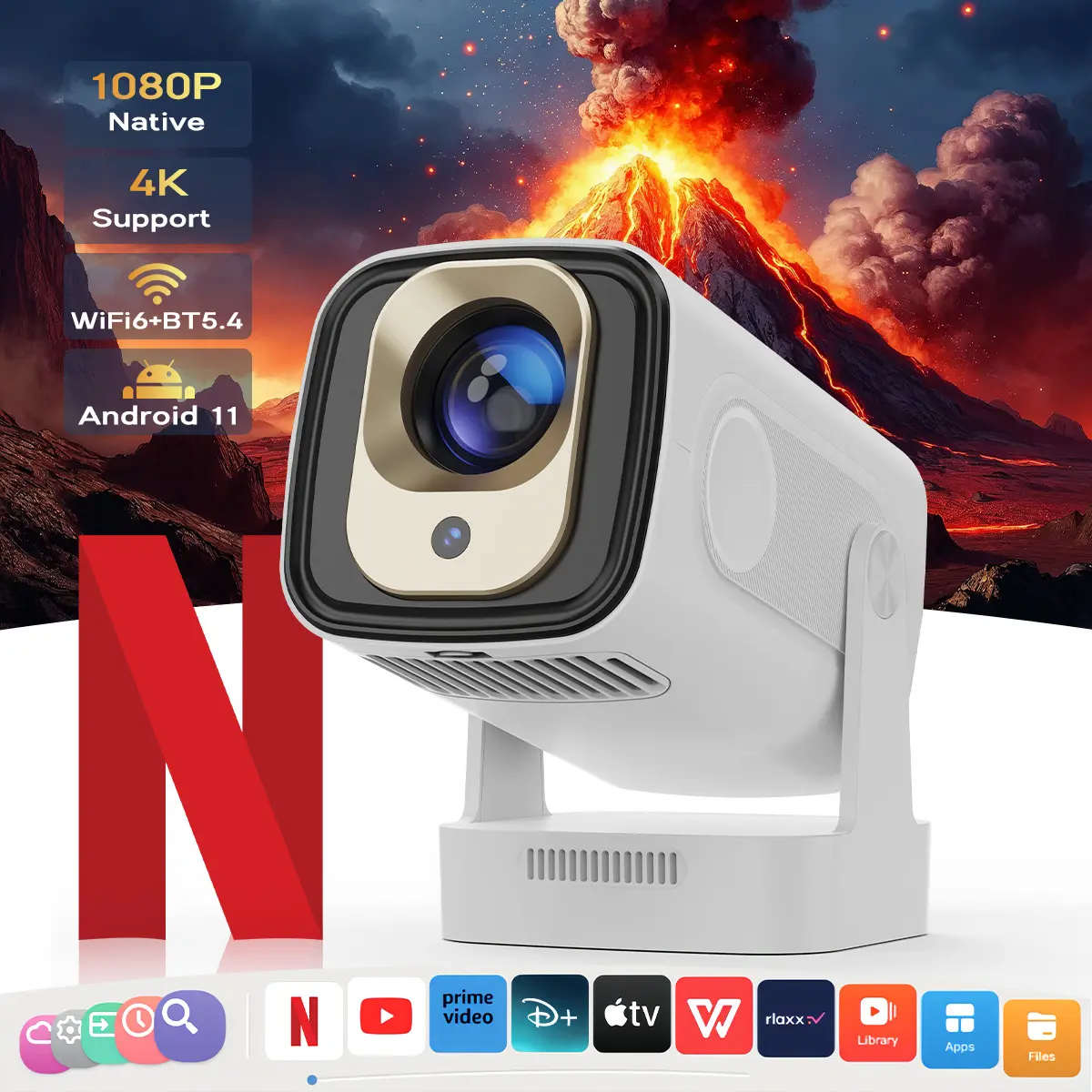 HY310 Auto Focus LCD Projector 330ANSI Bright, 1080P Native, 4K Support, Dual WiFi6, Wireless BT5.4, Android 11, Allwinner H713, Built-in Speakers, Lightweight, Voice Control, Projector for Bedroom, Home Cinema Outdoor Movie Night#TechVibes
