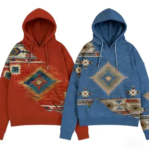 Womens Pullover Hoodie Winter Outfits For Women - Vibrant Southwestern Women's Western-Inspired Retro GeometricPrint Hooded Pullover Sweatshirt, Relaxed Fit, Long Sleeve,Round Neck, Versatile Outerwear Top, Comfortable CasualAttire