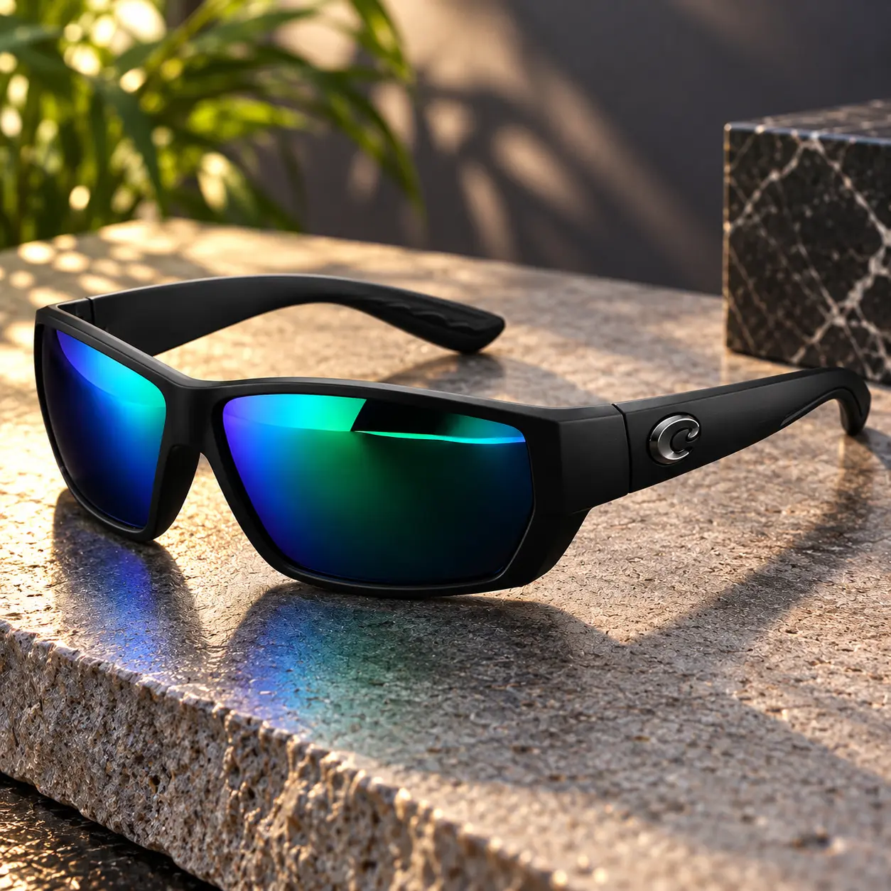 Men's Polarized Fishing Sunglasses Blue Mirror Lens Outdoor Sport Eyewear with Protective Case 580P