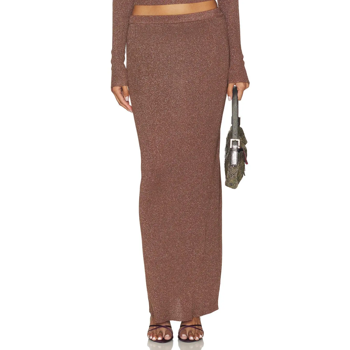 SNDYS Rumer Knit Maxi Skirt in Chocolate
