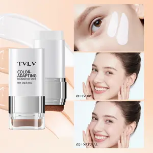 2-In-1 Color-Changing Foundation Stick with Concealer and Brush Head, Long-Lasting Coverage, Lightweight Formula, Natural Finish, Suitable for All Skin Types