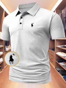 Summer Men's Stylish Print Polo Shirt, Cool, Comfortable and Breathable Fitted Casual Short Sleeve Top, Lightweight Outdoor Wear in Various Colors