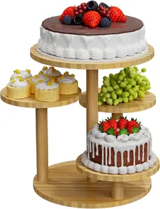Cupcake Stand, 4-Tier Dessert Stand for 30 Cupcakes, Round Wood Tower Display Premium Holder Dessert Tree Tower for Christmas Birthday Weddings Party Decor, Serving Tray, Natural Colour