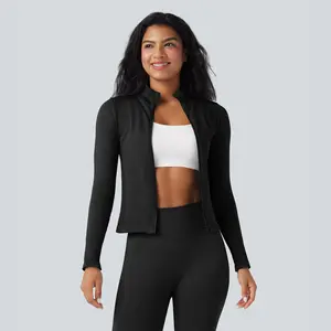 Halara Seamless Stand-Collar Long-Sleeve Thumb-Hole Yoga Jacket for Sports, Outdoor Activities