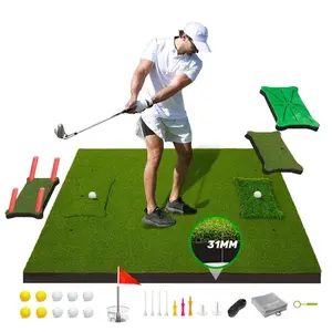 Golf Mat Set - 5x4ft Hitting Mat for Indoor & Outdoor Practice, Super Large, Thickened (31mm), 5 Interchangeable Mats, for Golf Enthusiasts