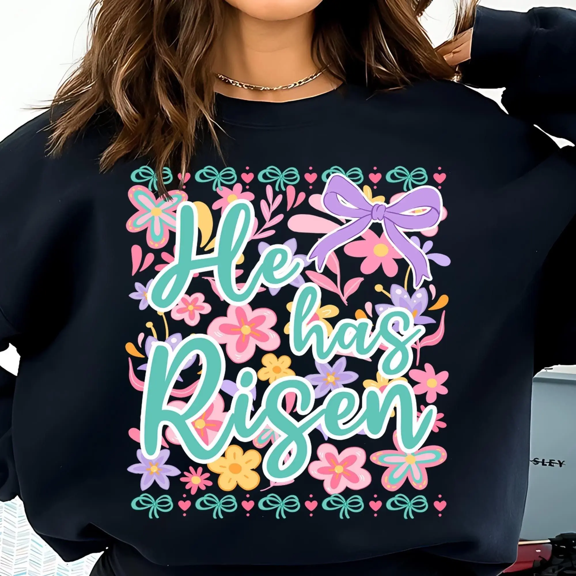 Floral He is risen Matthew 28:6 Sweatshirt, Boho Easter Sweater, Christian Crewneck, Jesus Sweatshirt, Gift For Her