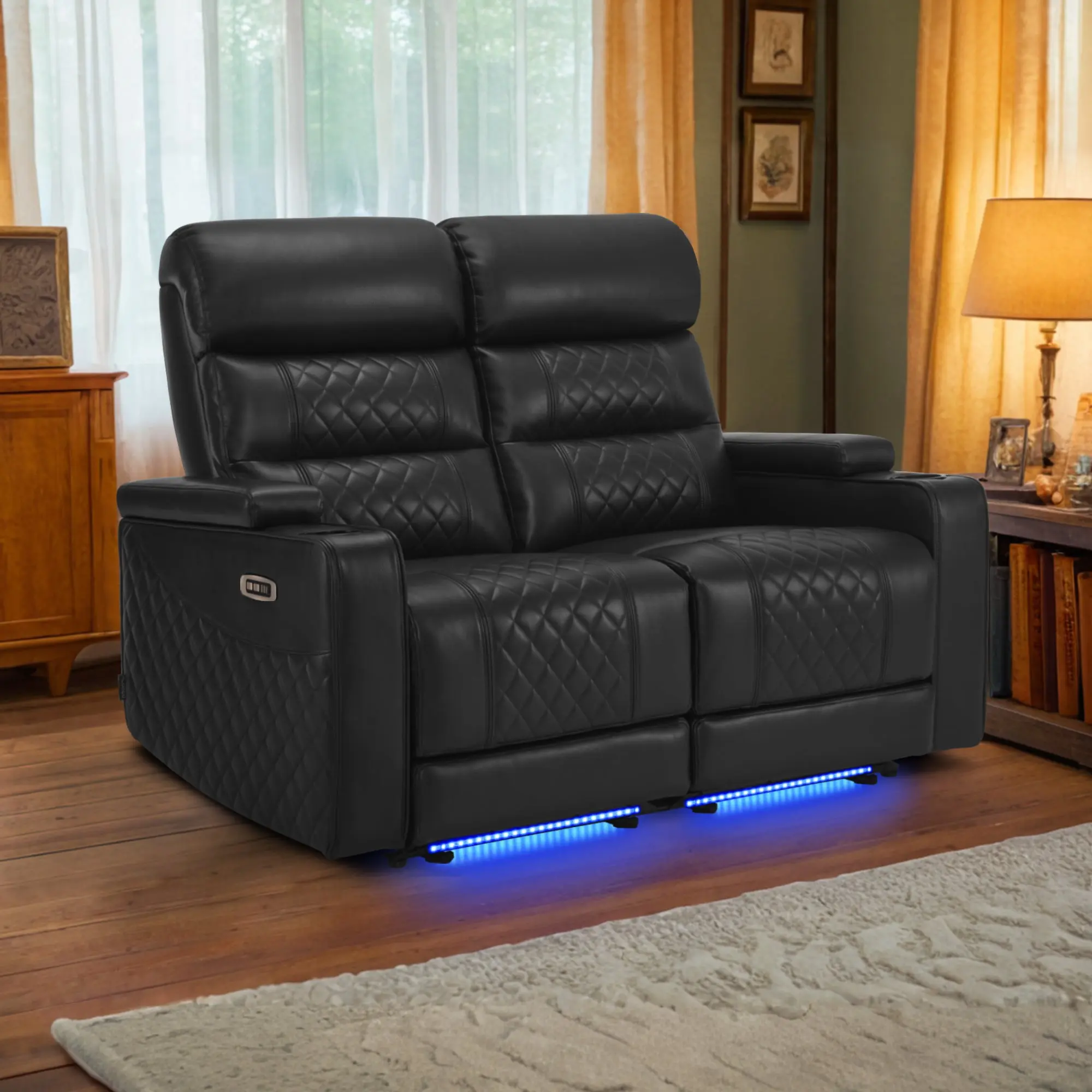 Power Reclining Loveseat, Home Theater Seating, Faux leather HTS470