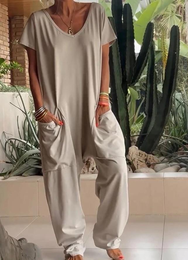 2026 Oversized Women's Harem Jumpsuit, Bohemian Style One-Piece Romper, Casual Fashion With Side Pockets, Spring & Summer Wear.