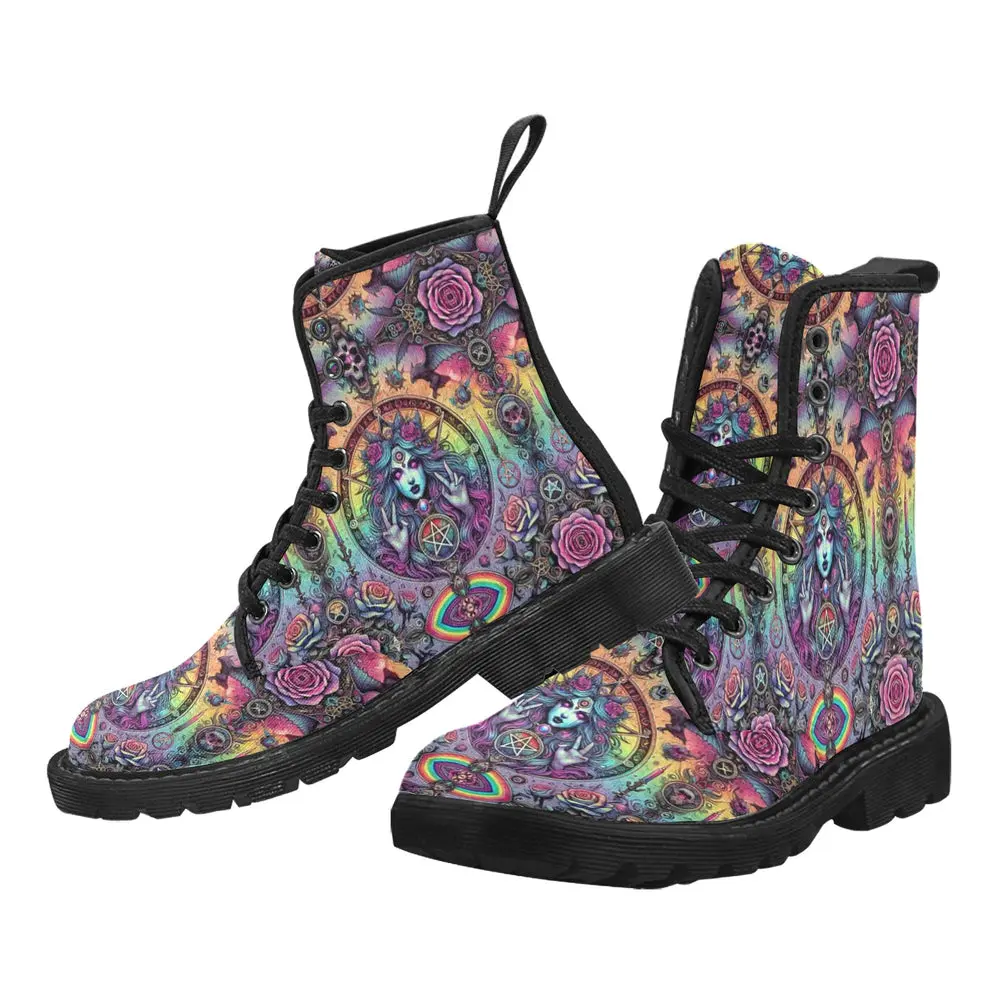 Trippy Witch Print Boots ,women's Footwear, women's boots,