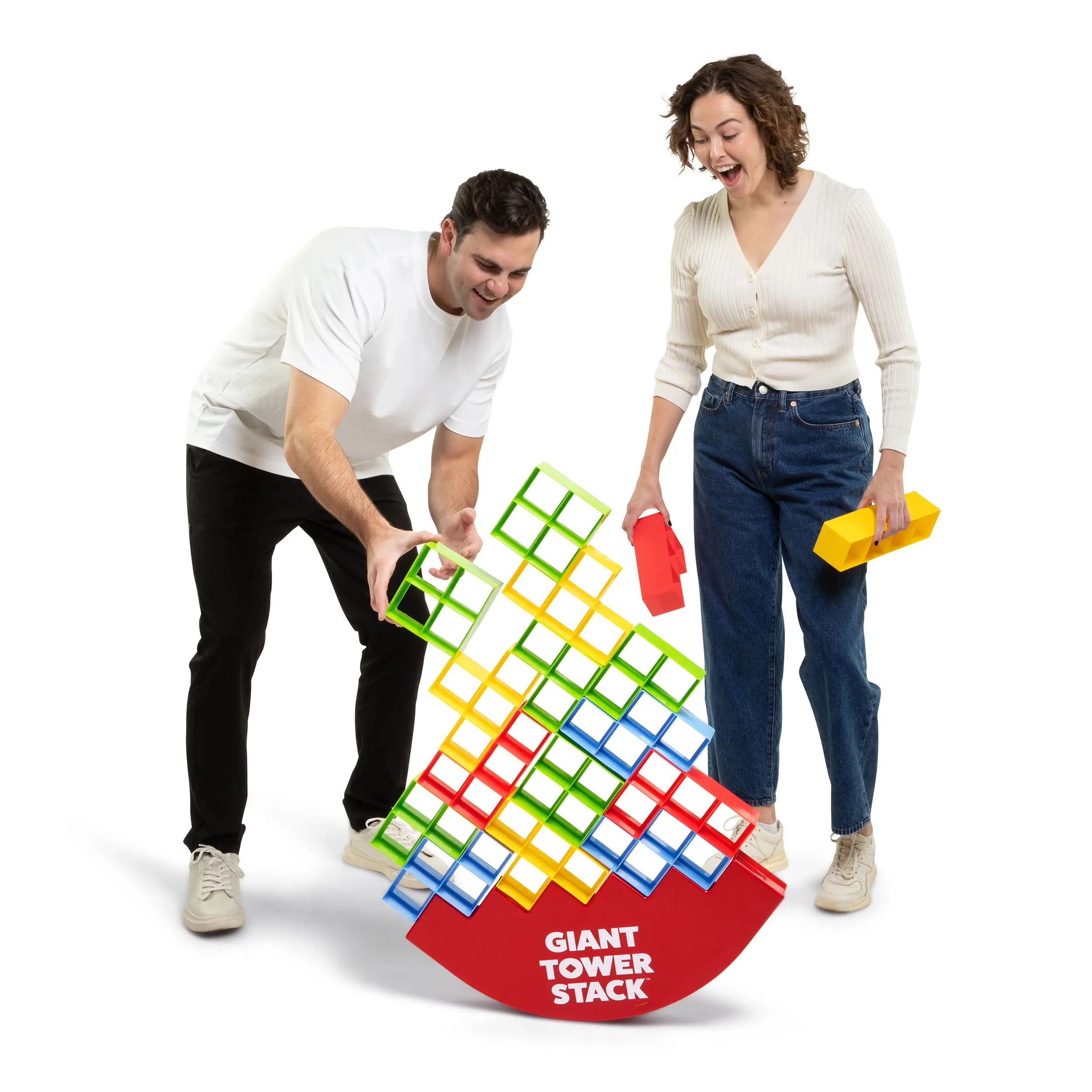 Giant Tower Stack by Relatable,  The Jumbo Block Game Where you Balance Building Blocks - Ultimate Outdoor Games, Yard Games For Adults, & Family Games Challenge - Ages 8+, Includes Storage Bag