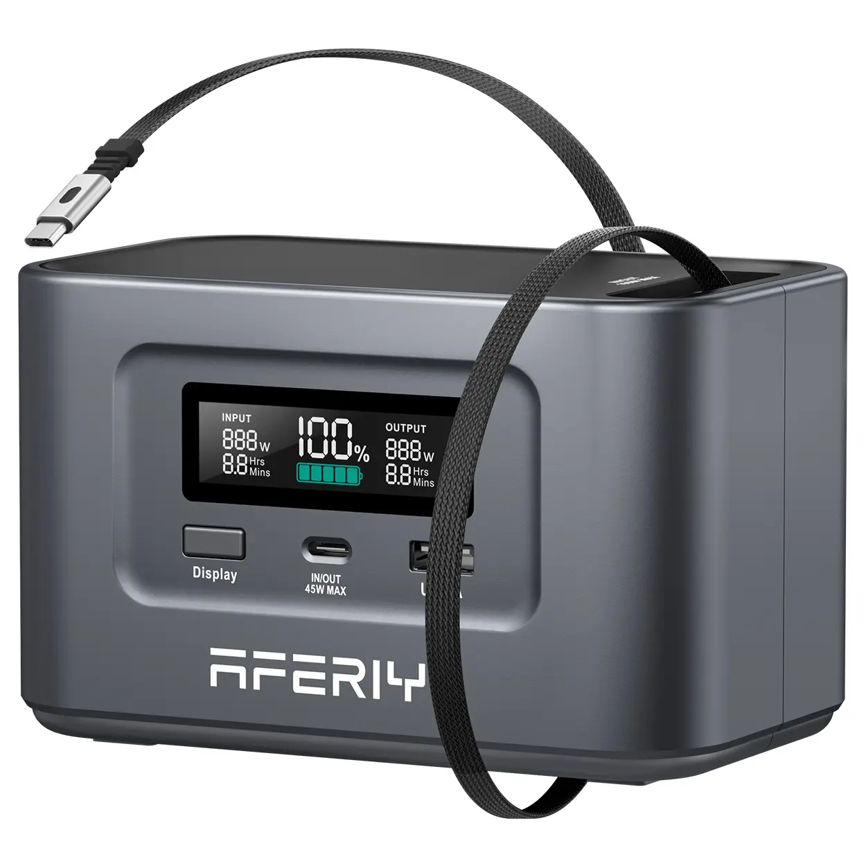 AFERIY 31000mAh Power Bank Station,100W PD3.0 Laptop Portable Charger, 145W Total Fast Charging,LiFePO4 Battery Pack 3000+ Cycles for MacBook Pro/Air/ipad/iPhone 17/16/Samsung S24/Dell/HP and More