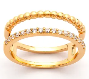 Diamonique Multi-Row Open Band Ring, 14K Gold Plated