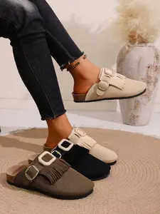 Women's Casual Textile Slip-On Shoes, Spring & Fall Plain Design, Less Than Ankle Height, Rubber Sole Material, Made in China