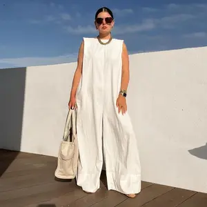 Solid Color Sleeveless Wide Leg Jumpsuit – Basic Style Simple and stylish, highlighting the daily elegance of modern women winter jumpsuit Springtok Womenswear