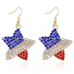 4th of July Outfits for Women - USA Independence Day Patriotic Jewelry, Red White Blue Teardrop Dangle Drop Earring, Fourth of July Shirts Accessories Decoration