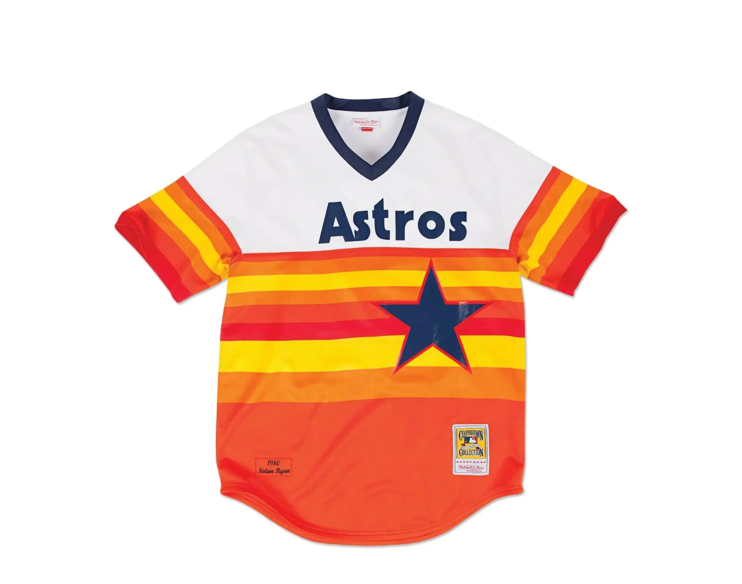 Mitchell & Ness Authentic Houston Astros Home 1980 Nolan Ryan Jersey in White/Orange/Navy | Men's
