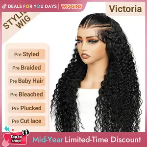 [Mid-Year Super Sale] Wiggins Hair Stylist Wig Pre Braided Pre Cut Ready to Go Glueless Wigs Water Wave 13x4 Lace Front Wigs Human Hair Pre Bleached #WeeklyDeals #SummerWins #DealsForYouDays