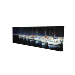 Begin Home Decor 2080-2060-CO71 20 x 60 in. Fishing Boats At the Marina - Orange Boat Canvas Decor