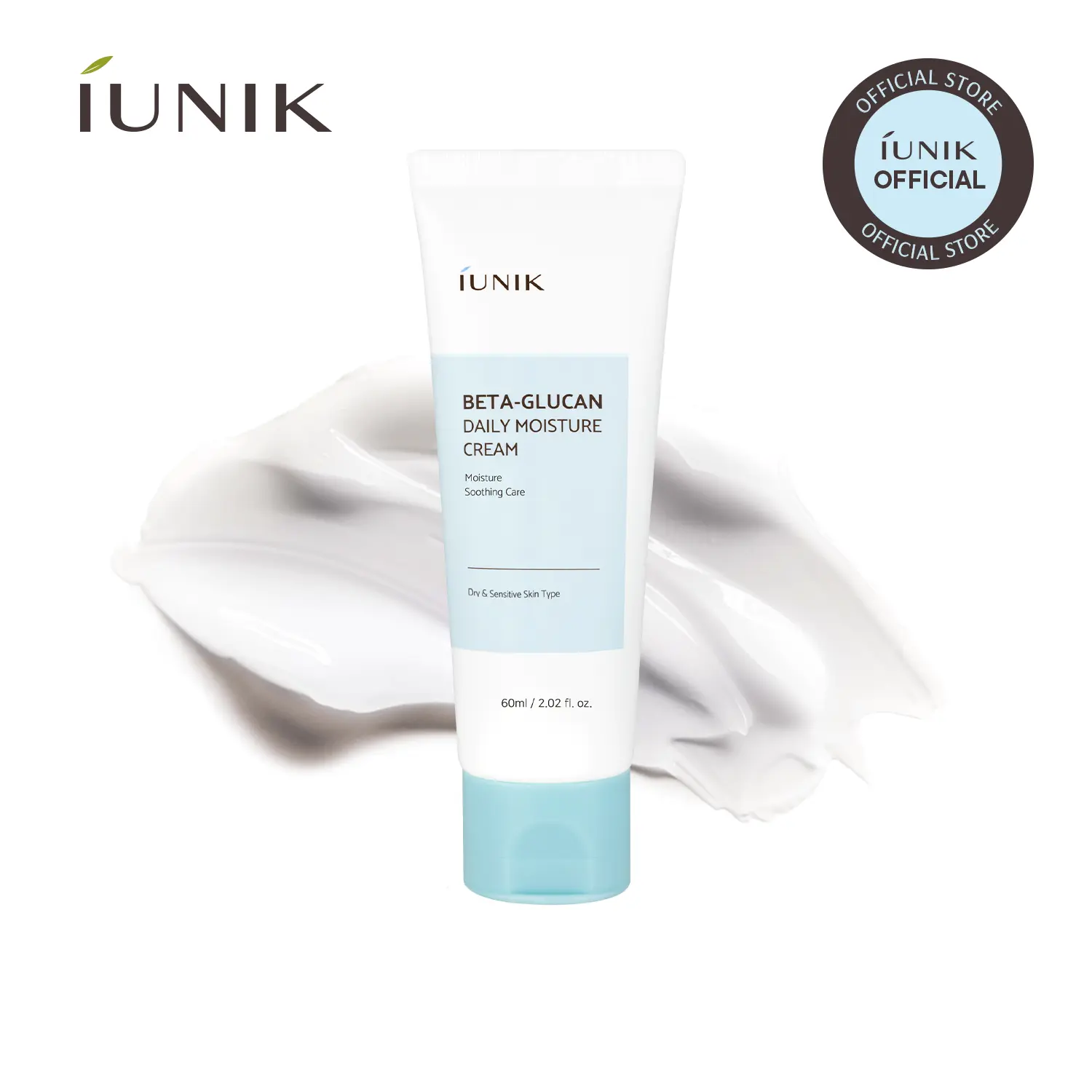 [IUNIK Official] Beta Glucan Daily Moisture Cream | Beta-Glucan, Centella Asiatica, Red Fruits Complex | Lightweight Barrier Gel-Cream for Dry & Sensitive Skin | Daily Hydration & Fast Soothing Care (60ml / 2.02 fl oz) | Korean Skincare, K-Beauty