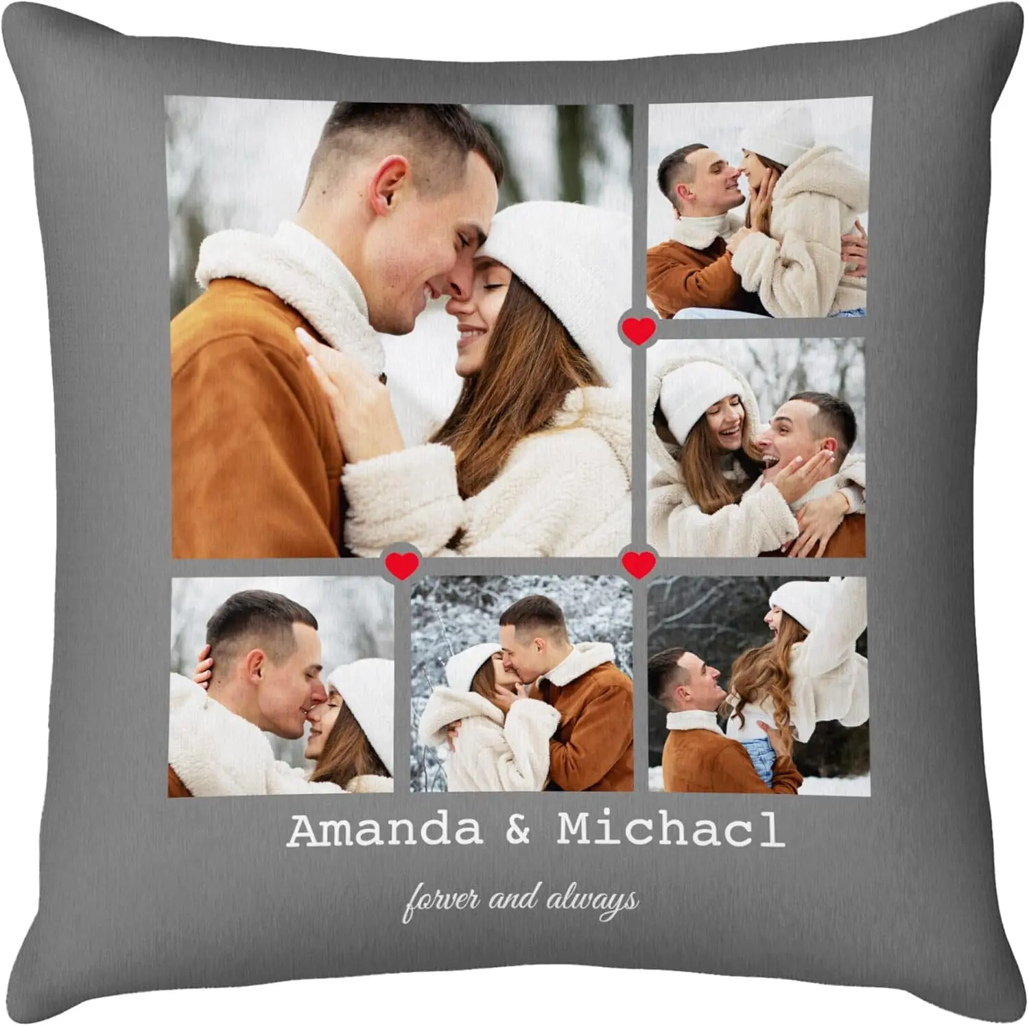 Custom Photo Pillowcase with Picture Text - 18"x18" Creative Decorative Cushion Cover, Personalized Valentines Anniversary Love Keepsake Gift for Women, Optional Filling A