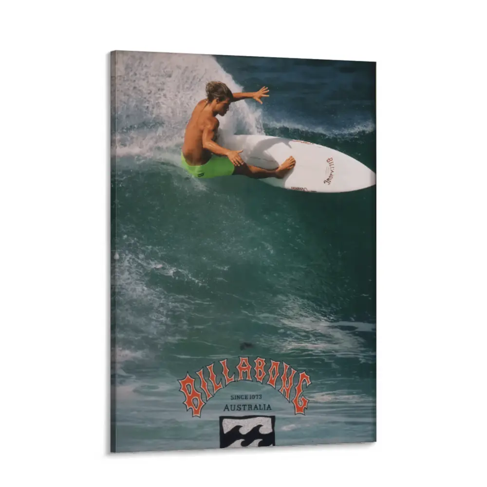 Vintage 1990s Style Surf Wall Art Poster Print - Lightweight Artistic Canvas Art Work for Wall Decor, Coastal Ocean Vibe Vintage Room Decor, Gift for Living Room & Bedroom Accent