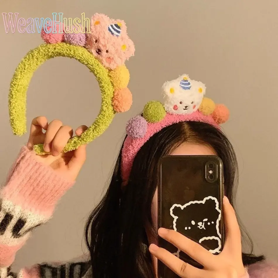 Women's Casual Plush Lamb Wool Bear Headband - Non-Slip, Comfortable Sport Rainwear Accessory for Daily Face Washing, Skincare, Female, Fashion Headbands, Headbands For Women