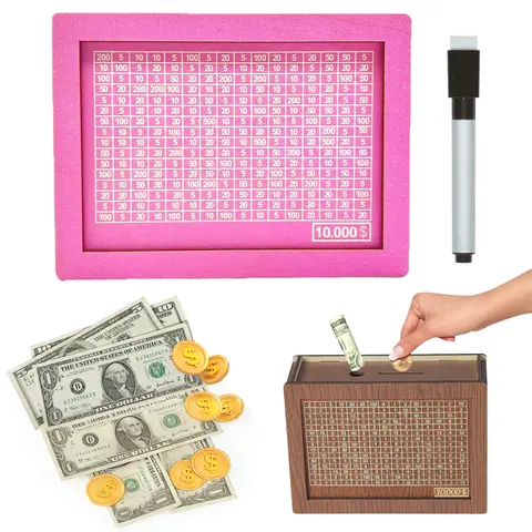 Durable Wooden Money Savings Box - Digital Scale Piggy Bank with Erasable Pen, 10000 Capacity, Savings Progress Tracker (Office Stationery, Gift Option)