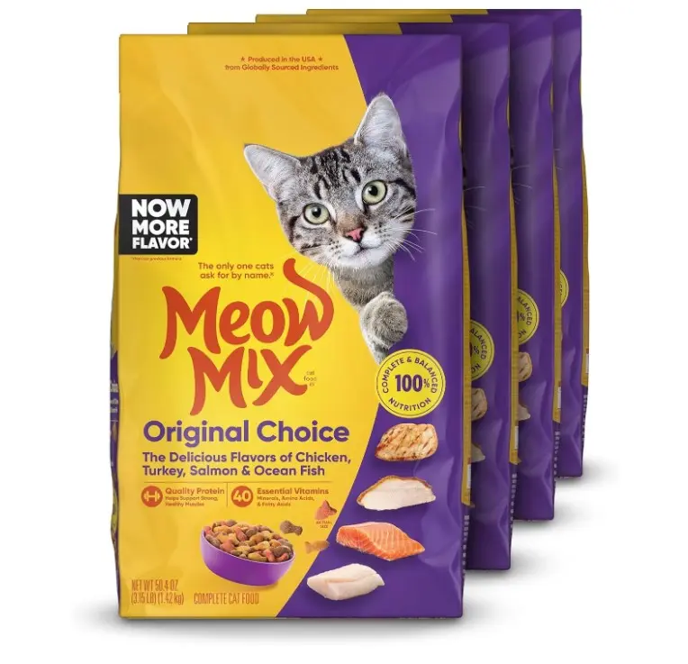 Meow Mix Original Choice Dry Cat Food, 3.15 Pound Bag (Pack of 4)