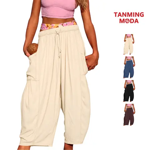 TanmingModa Womens Baggy Barrel Pants Wide Leg Lounge Drawstring Sweatpants with Pockets SpringStatements Springfresh Fit Bottom,back to school shopping,clothes for back to school,first day of school outfits