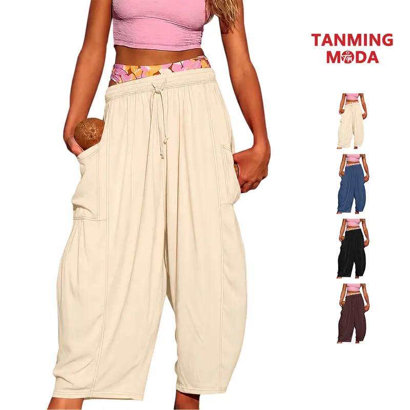 TanmingModa Womens Baggy Barrel Pants Wide Leg Lounge Drawstring Sweatpants with Pockets SpringStatements Springfresh Fit Bottom,back to school shopping,clothes for back to school,first day of school outfits