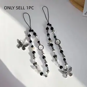 Butterfly Phone Chain Camera Unique Beaded Hanging Strap, Cell Phone Charm, Stylish Accessory for Mobile Phones, Trendy Jewelry for Daily Use