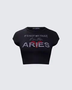 Elowen Black Aries Graphic Top
