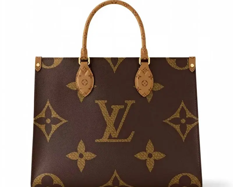 ‮  VL  ‬Vintage Pattern Large Top‑Handle Tote Handbag, Real Leather Trim Business Commute Shoulder Bag for Women