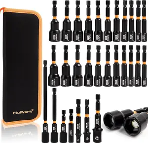 MulWark 29-Piece Magnetic Impact Nut Driver Set Metric & SAE with Socket Adapters, Bit Holder, Wing Nut Driver, Universal Sockets, Quick Release Extension, Power Bits toolbox screwdriver set,Suitable for car and bicycle repair