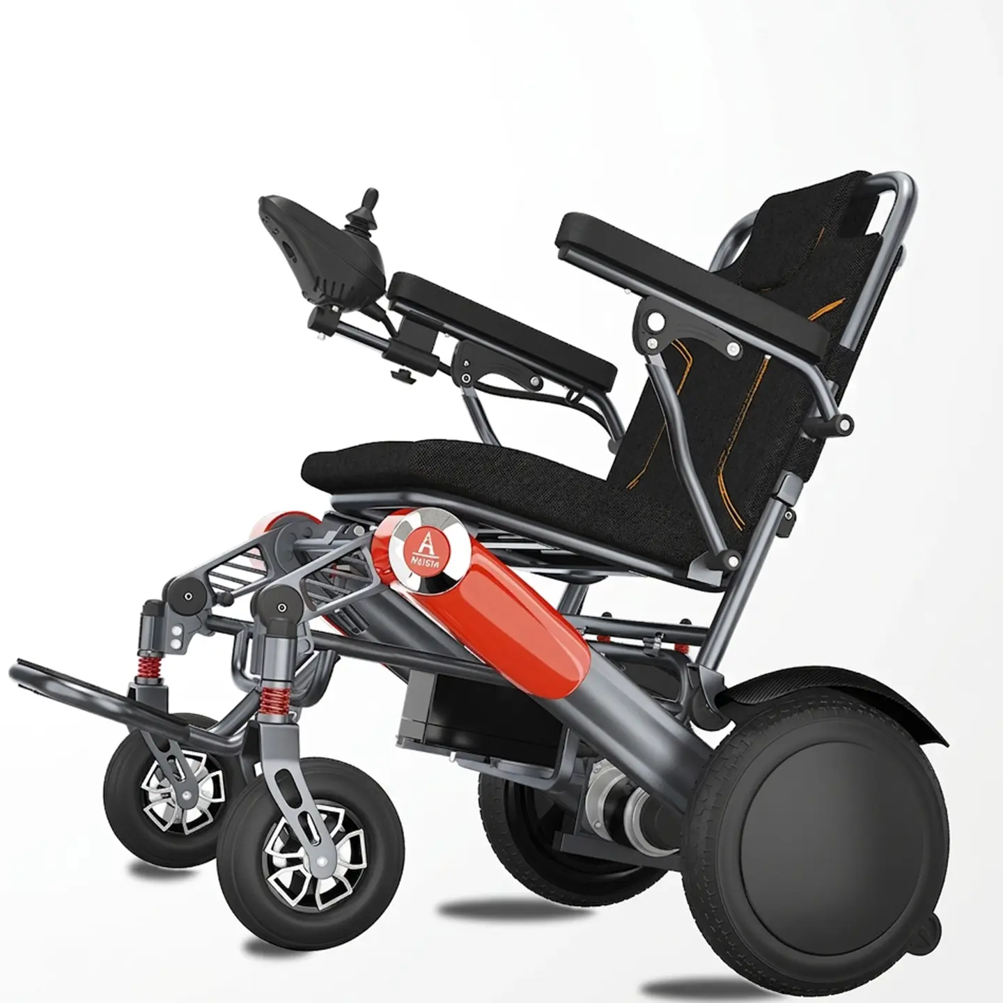 Foldable Electric Wheelchair - 1-Click Folding, 400-LB Capacity, 15+ Mi Range, Lightweight Aluminum-Alloy All-Terrain Portable Travel Transport Wheelchair for Seniors and the Disabled, Battery Operated Wheelchair, Folding Transport Wheelchair campingessen