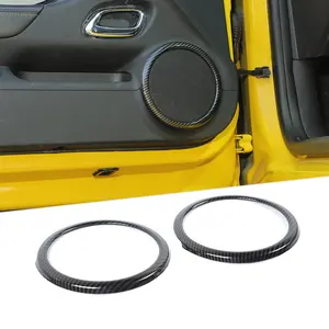 Carbon Fiber Look Inner Door Speaker Ring Horn Trim Cover Set of 2 - Laser-Cut Fit, UV-Resistant Auto Parts Accessories for 2012-2015 Chevy Camaro Car Interior Sticker, Accessories for Car