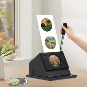 CNCEST Professional Badge Punch Die Cutter Circle Punch Cutter Machine 2.74" Diameter for Badges, Medals Manual Die Press with Stable Base