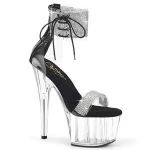 7 Inch Heel ADORE-727RS Clear Black Insole Elegant Sandal Platform