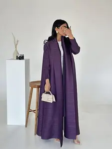 Miyake Arabic Style Women's Abaya, Loose Abayas, Loose-Fitting Pleated Open Front Coat, Perfect for All Seasons and Special Occasions