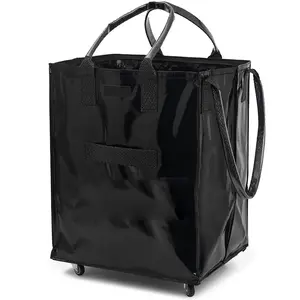 Foldable Reusable Rolling Grocery Waterproof storage bag, extra large capacity, storage organization, home essentials,  Up to 90lbs Compact Fabric Design 4 Swivel Wheels extra-long handle Ideal for Shopping & Outdoor Use