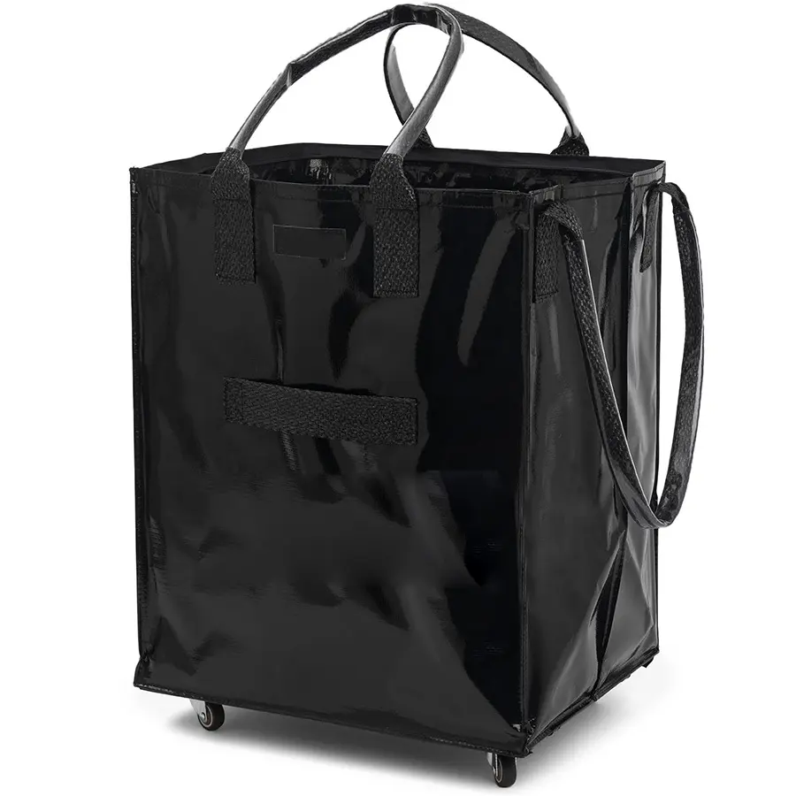 Foldable Heavy-Duty Reusable Rolling Grocery Bag - Grocery Bag Carrier, Extra-Large Tote Shape Holds More, 90lbs Capacity, Waterproof Compact Fabric, 4 Swivel Wheels, Extra-Long Handle, Home Organizer for Shopping & Outdoor Use