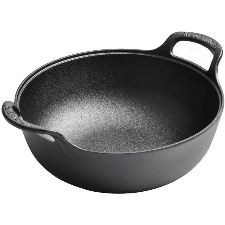Pre-Seasoned Cast Iron Wok - 9 in Portable Outdoor Camping Skillet, Oven-Safe Cookware with Superior Heat Retention, Grill & Stove Compatible, Lidless, Versatile, Durable, Round, Other