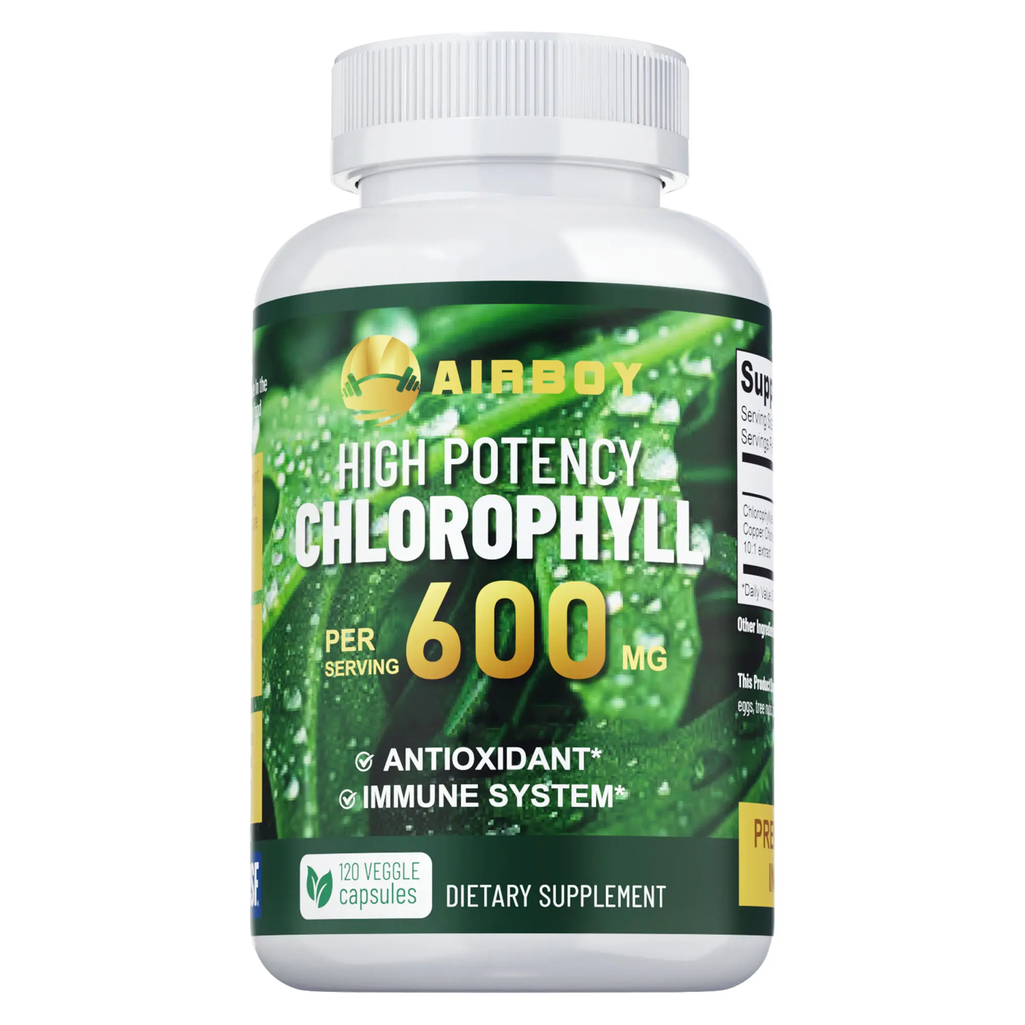 Airboy Chlorophyll - Vegan Capsules - High Absorption - 120 Capsules