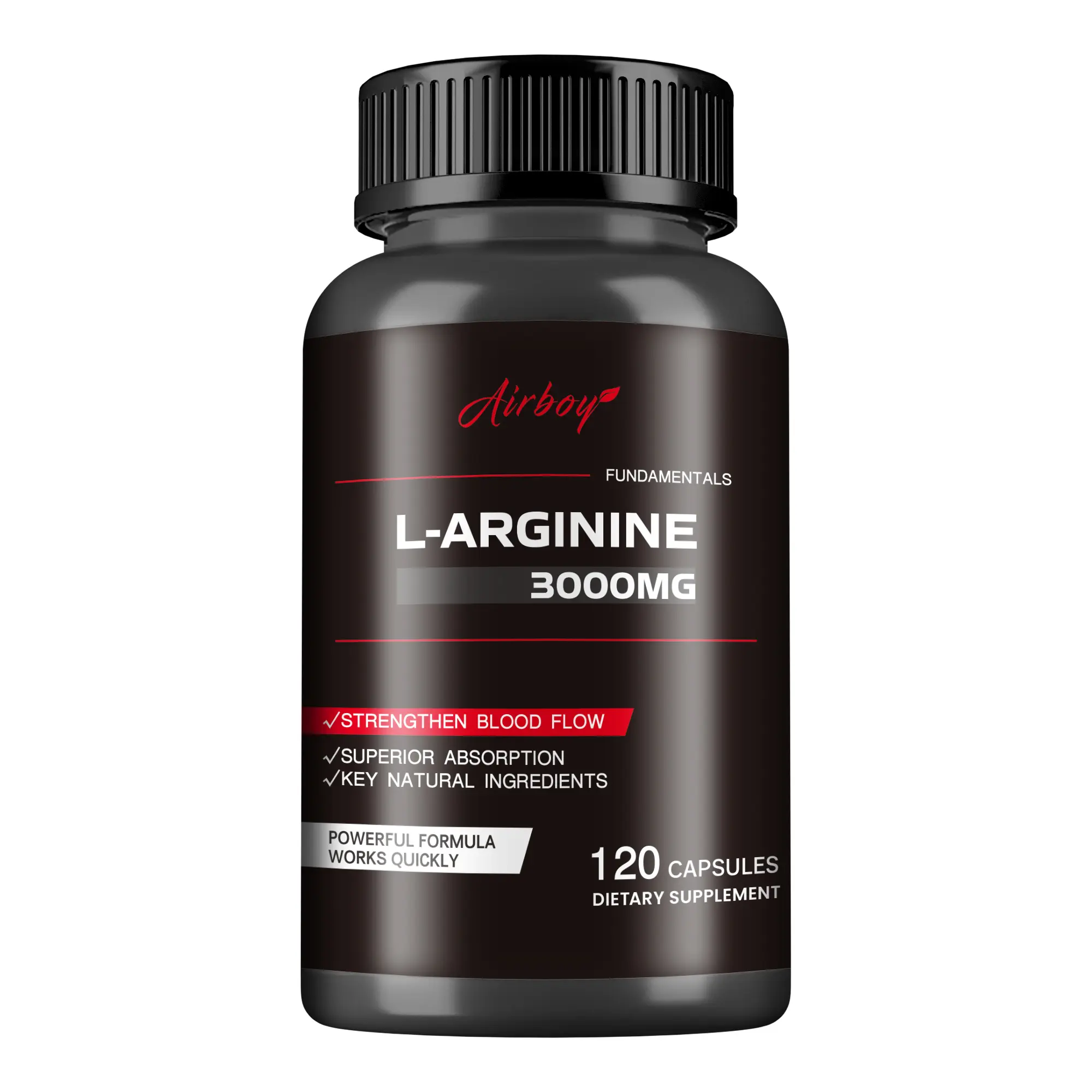 Airboy - L-Arginine 3000mg - Highly Absorbable - Enhances Blood Flow - 120 Tablets Dietary Supplement