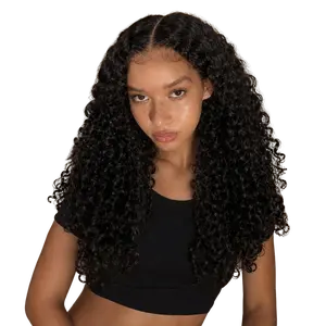 Sherawe 13x4 Burmese Curly HD Lace Frontal Wigs 180% Density Curly Human Hair Wig for Women Natural Black