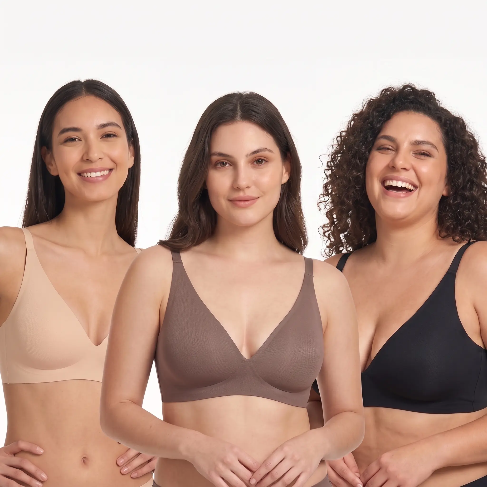 Bra for Women, Basic Minimalist Plain Jelly Feel Wireless Deep V Neck Comfort Bra, Lightweight Silky Soft All-Day Gentle Support Casual Daily Everyday Wear Bralette Bra