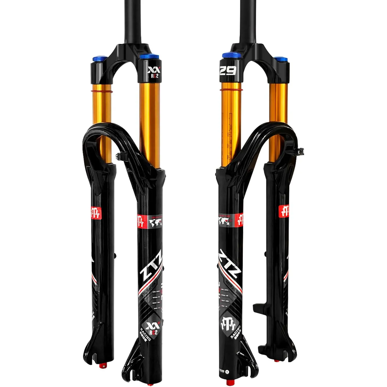 ZTZ 26/27.5/29 inch MTB Air Suspension Fork, Upgraded 34mm Stanchions & 140mm Travel, Rebound Adjust, Straight Steerer, 9x100mm QR, Manual Lockout Front Fork for XC AM Mountain Bike