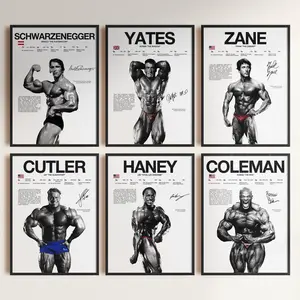 [SALE UP TO 41%] [UNFRAMED] Schwarzenegger Coleman Cutler Yates Haney Zane Poster Bundle, Bodybuilding Legends Wall Art for Gym Decor and Motivation, Sports Gift for Men