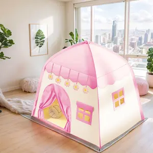Kids' Party Play Tent | Pink Princess Castle w/ Pink Flower Design | Early Learning & Imaginative Toy | Holiday Gift | No Accessories or Lights | Indoor Playhouse | Outdoor Playhouse