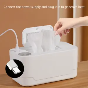 Portable USB Charging Wipes Heater, Smart Baby Wipes Thermometer, Unisex Solid Humidor, Compact Size 8.66x5.51x3.94 Inches